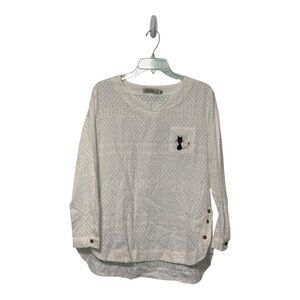 SYFS THC Womens Blouse Size XXXL Black Cat Embroidered Eyelet